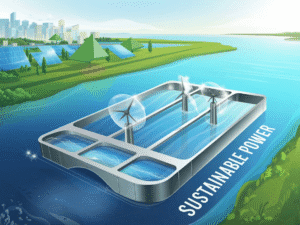 Osmotic Power: Harvesting Energy from Salt Water 2 Illustration of an osmotic power plant at the river-sea boundary generating clean energy from salt and freshwater flow